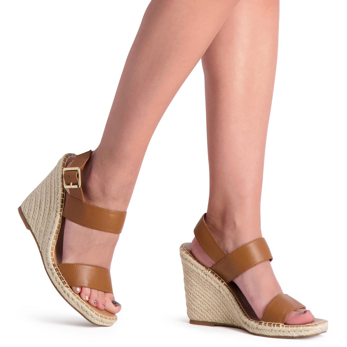 Uri Womens Buckle Espadrilles Wedge Sandals