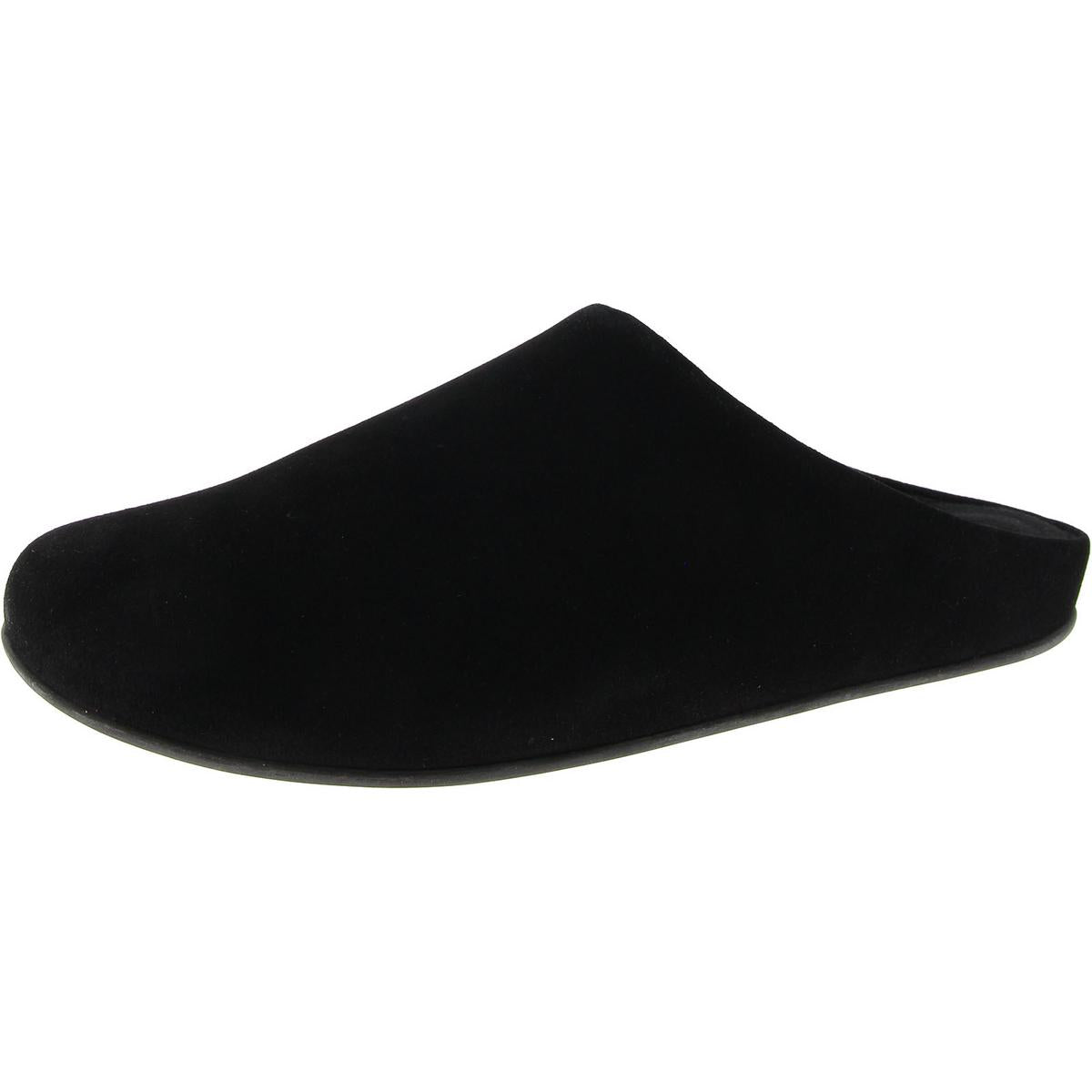 Shove Mule Mens Leather Slip On Mule Slippers Black Suede