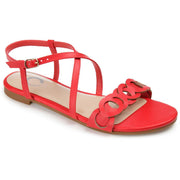 Jalia Womens Faux Leather Sling Back Flat Sandals