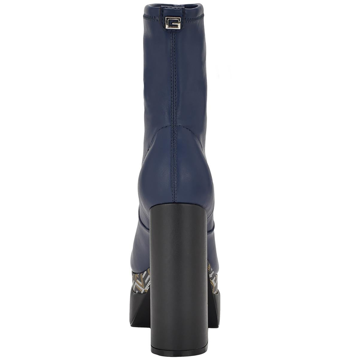 Caballa Womens Faux Leather Block Heels Mid-Calf Boots