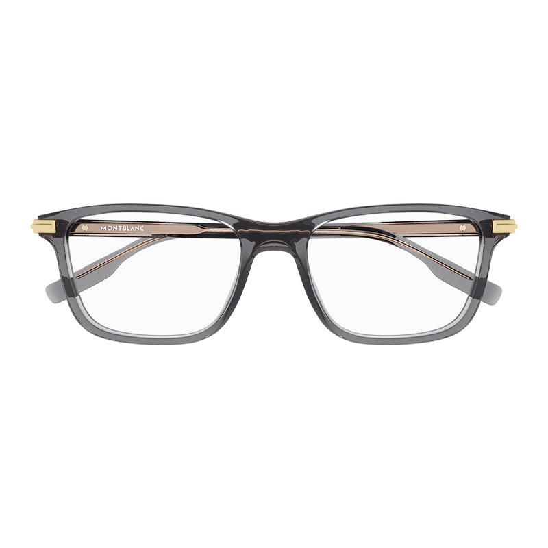 Montblanc Eyeglasses Square Full Rim, Shiny Grey Frame and Clear Demo Lenses Lens MB0277O008