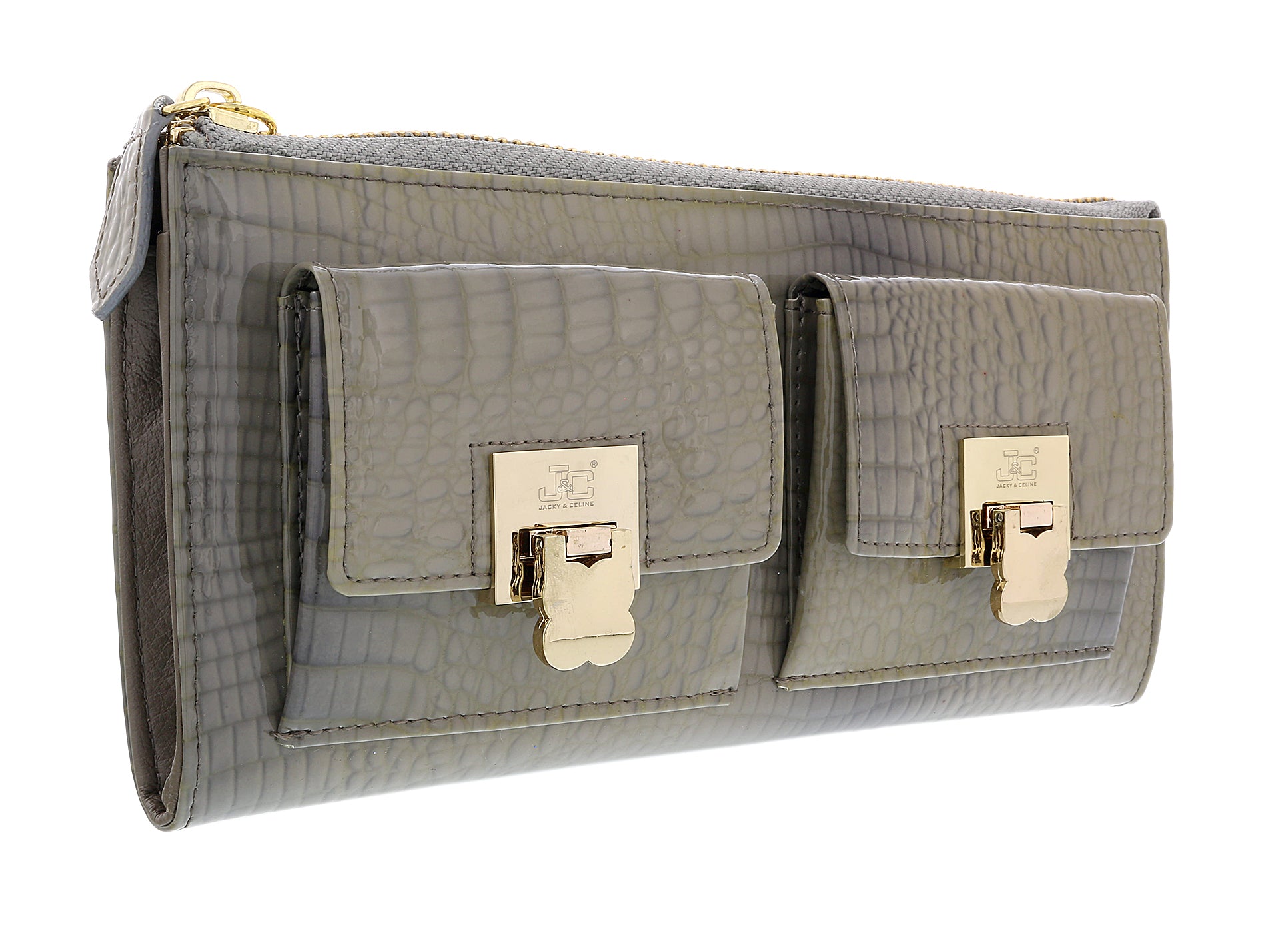 J&C J11-012 GRIGIO Grey Zippered Large Wallet