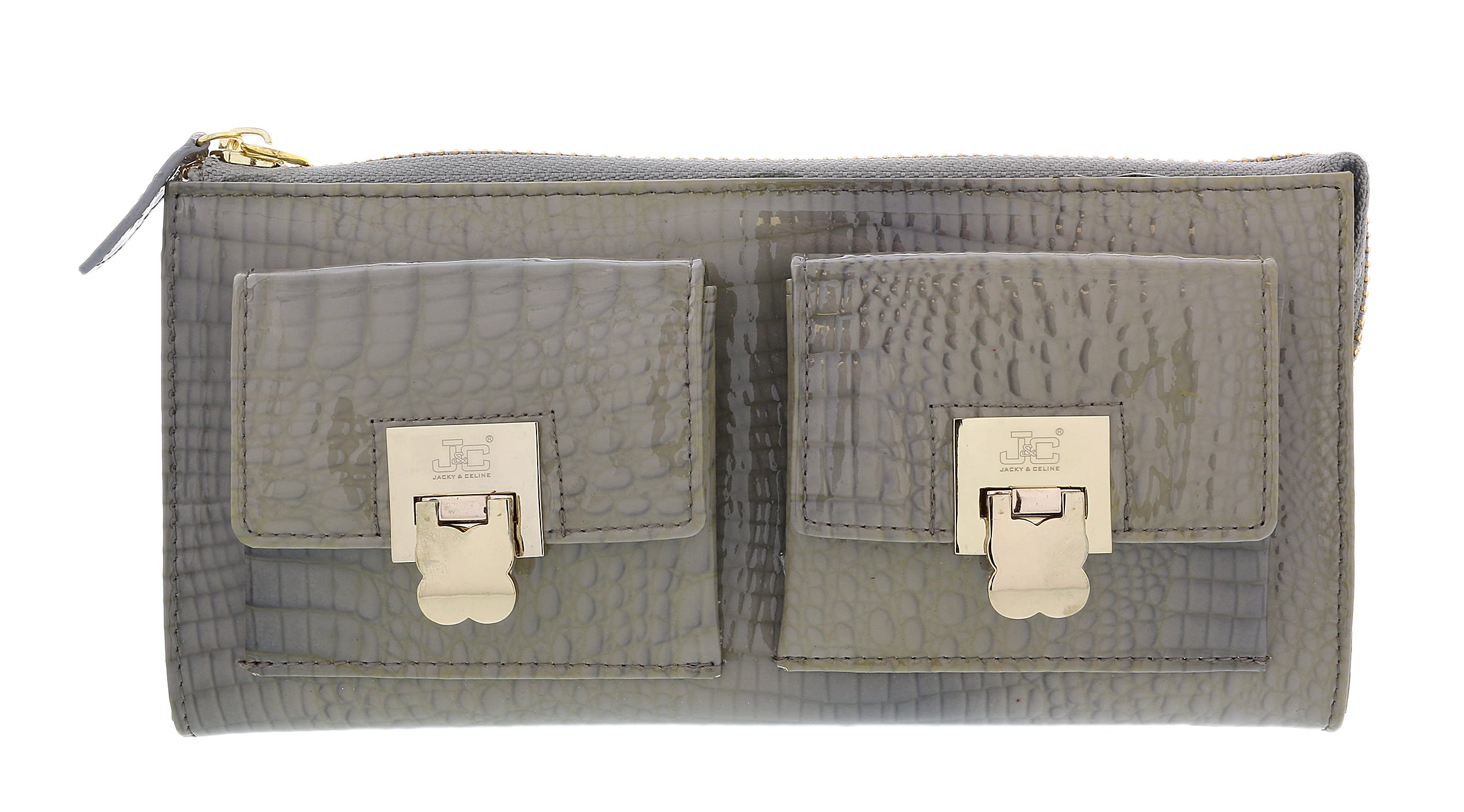 J&C J11-012 GRIGIO Grey Zippered Large Wallet