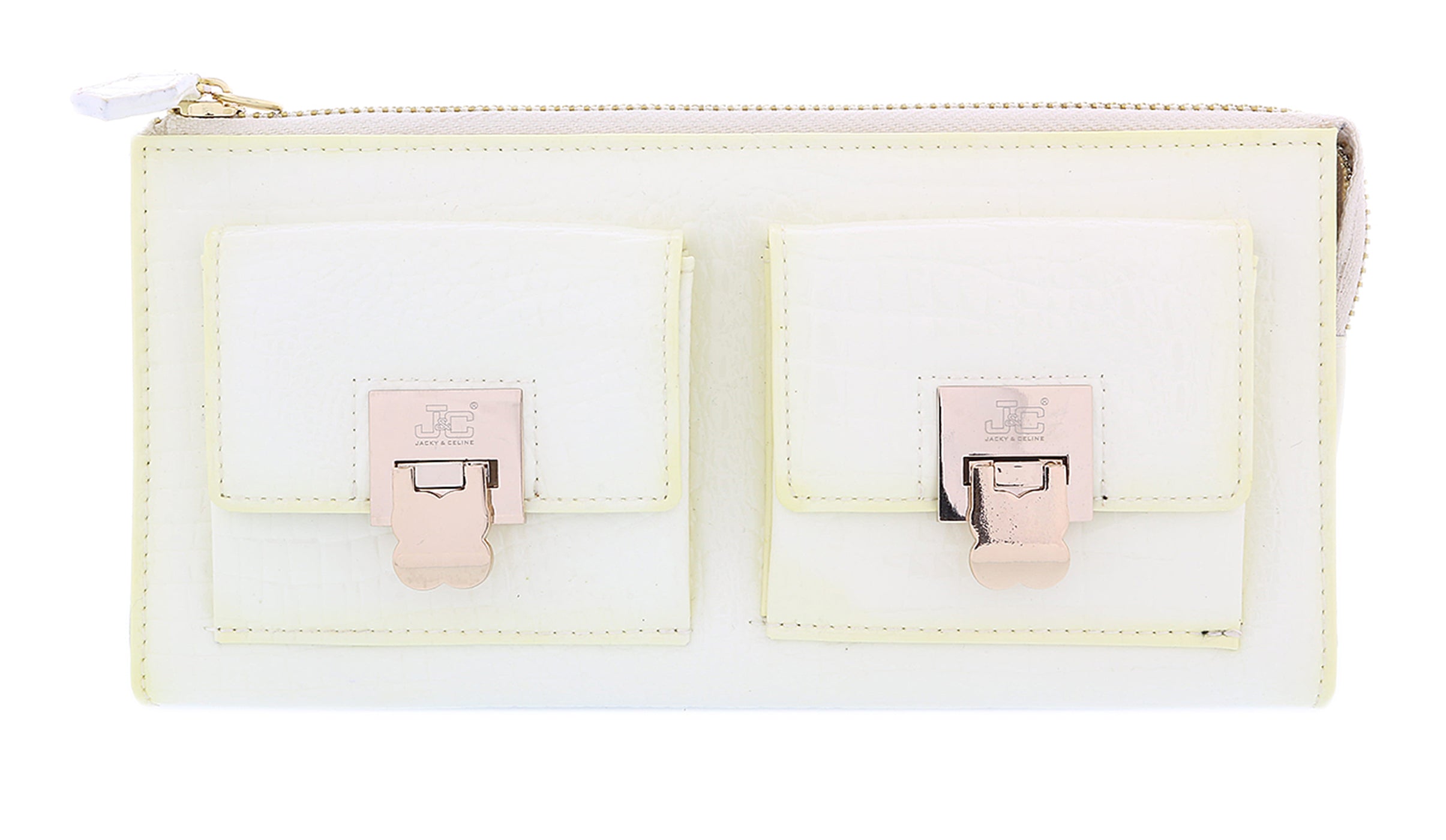 J&C J11-012 AVARIO Ivory Zippered Large Wallet