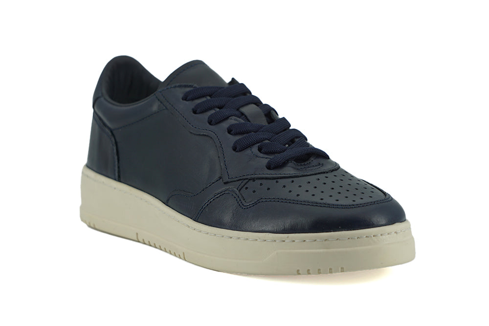 Saxone of Scotland Elegant Navy Blue Leather Men's Sneakers