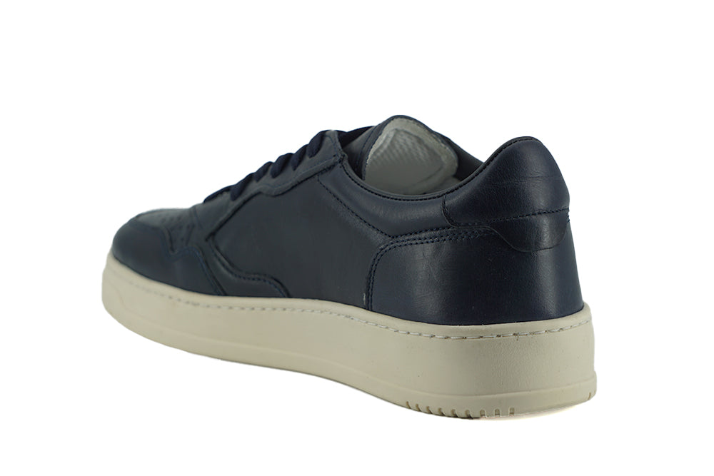 Saxone of Scotland Elegant Navy Blue Leather Men's Sneakers
