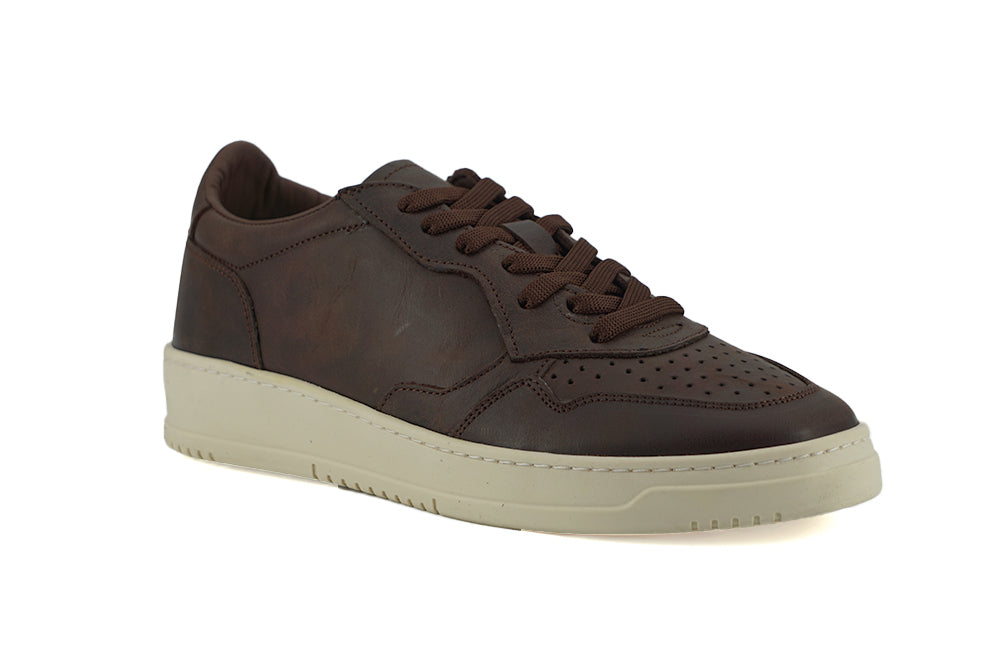 Saxone of Scotland Exclusive Leather Fabric Sneakers in Men's Brown