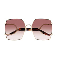Gucci Sunglasses Square Full Rim, Gold Frame and Red Gradient Lens GG1564SA004