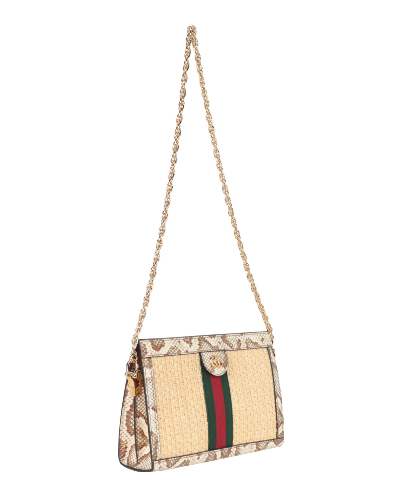 Gucci Womens Ophidia Straw Small Shoulder Bag