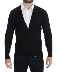 Costume National Black Fine Wool Button Men's Cardigan