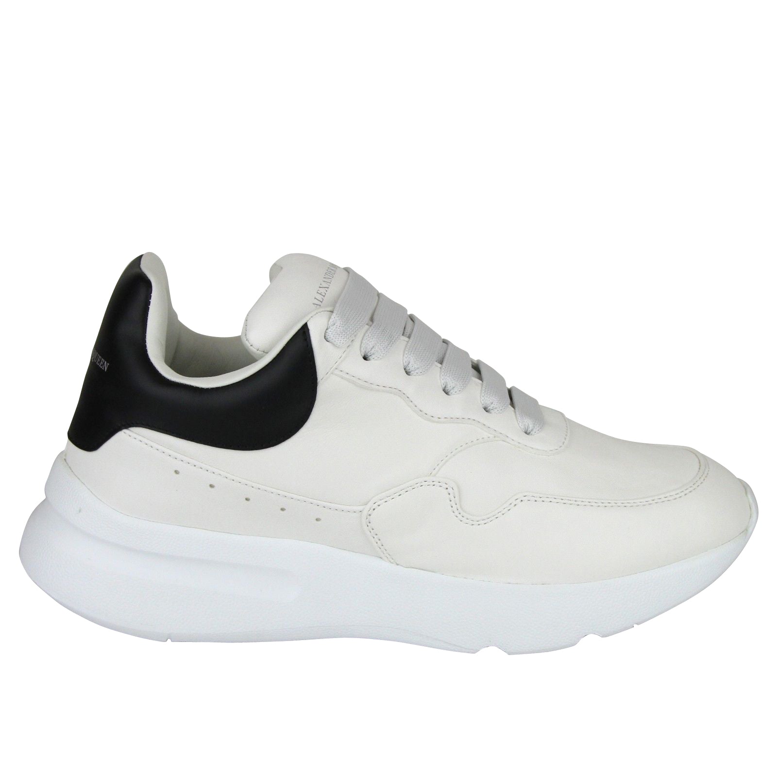 Alexander McQueen Men's Ivory / White / Black Leather Platform Sneakers 6.5 Ivory White Black