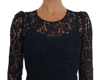 Dolce & Gabbana Blue Taormina Floral Lace Sheath Women's Dress
