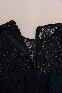 Dolce & Gabbana Blue Taormina Floral Lace Sheath Women's Dress
