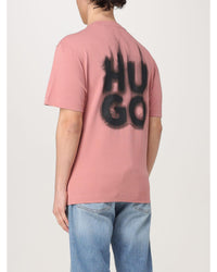 Hugo Short Sleeve Crew Neck Tee Men Pink T-Shirts