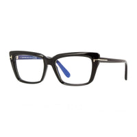 Tom Ford Eyeglasses Square Full Rim, Shiny Black Frame and Clear Blue Light Block Lens FT5894-B001