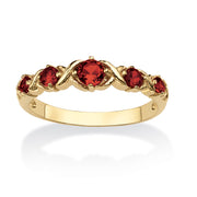 PalmBeach Jewelry Gold-plated Simulated Birthstone X O Ring Sizes 5-10-January-Garnet