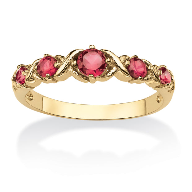 PalmBeach Jewelry Gold-plated Simulated Birthstone X O Ring Sizes 5-10-October-Tourmaline