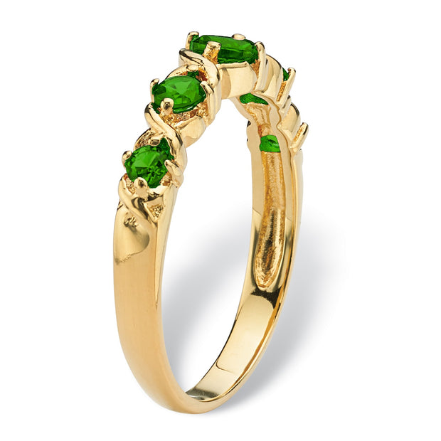 PalmBeach Jewelry Gold-plated Simulated Birthstone X O Ring Sizes 5-10-May-Emerald