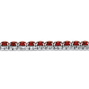 PalmBeach Jewelry Silvertone Round Simulated Birthstone and Round Crystal, Tennis Bracelet (10mm), Fold Over Clasp, 7 inches