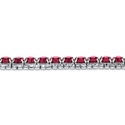 PalmBeach Jewelry Silvertone Round Simulated Birthstone and Round Crystal, Tennis Bracelet (10mm), Fold Over Clasp, 7 inches