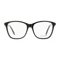 Alexander McQueen Eyeglasses Square Full Rim, Shiny Black Frame and Clear Demo Lens Lens AM0191O001