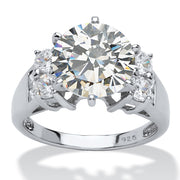 PalmBeach Jewelry Platinum-plated Sterling Silver Round Cubic Zirconia Engagement Ring Sizes 6-10