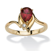 PalmBeach Jewelry Yellow Gold-plated Pear Cut Simulated Birthstone and Round Crystal Ring Sizes 5-10-January-Garnet