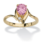PalmBeach Jewelry Yellow Gold-plated Pear Cut Simulated Birthstone and Round Crystal Ring Sizes 5-10-June-Alexandrite