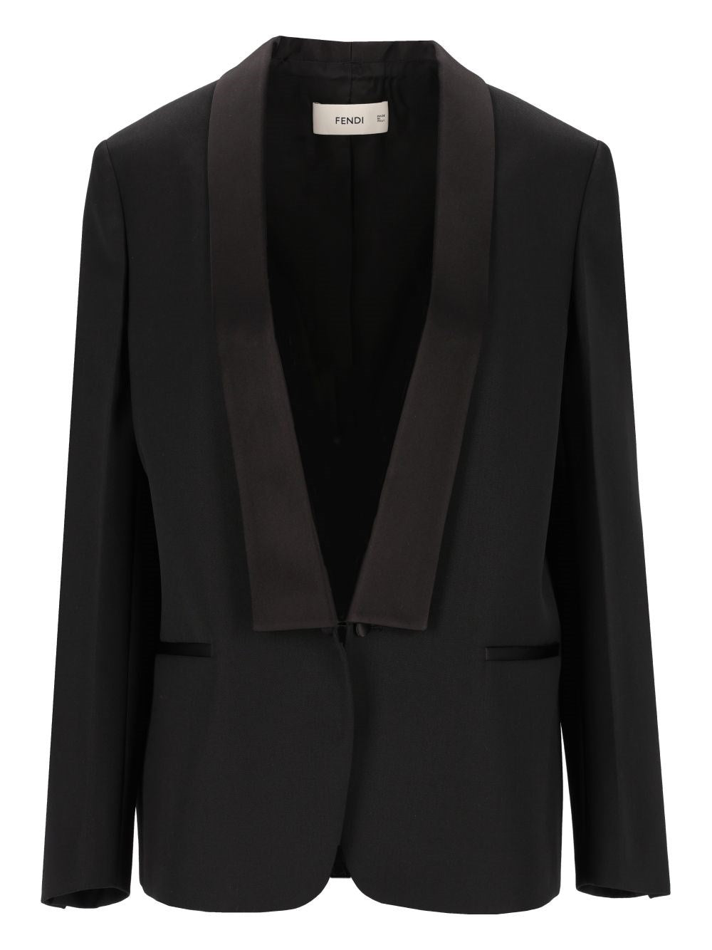 Fendi Women Blazer In Black Grain De Poudre