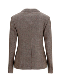 Burberry Women Single-Breasted Wool And Linen Blazer