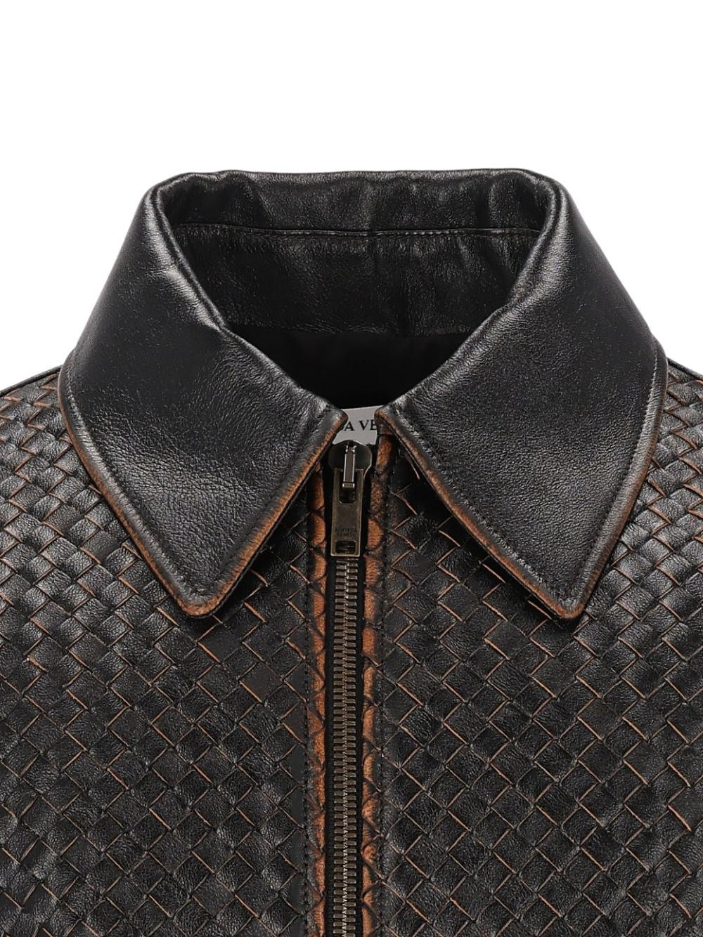 Bottega Veneta Men Intrecciato Leather Jacket