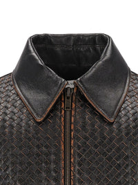 Bottega Veneta Men Intrecciato Leather Jacket