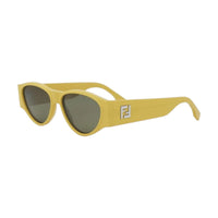 Fendi Fendi Sunglasses Oval Full Rim, Shiny Yellow Frame and Green Lens FE40158I39N
