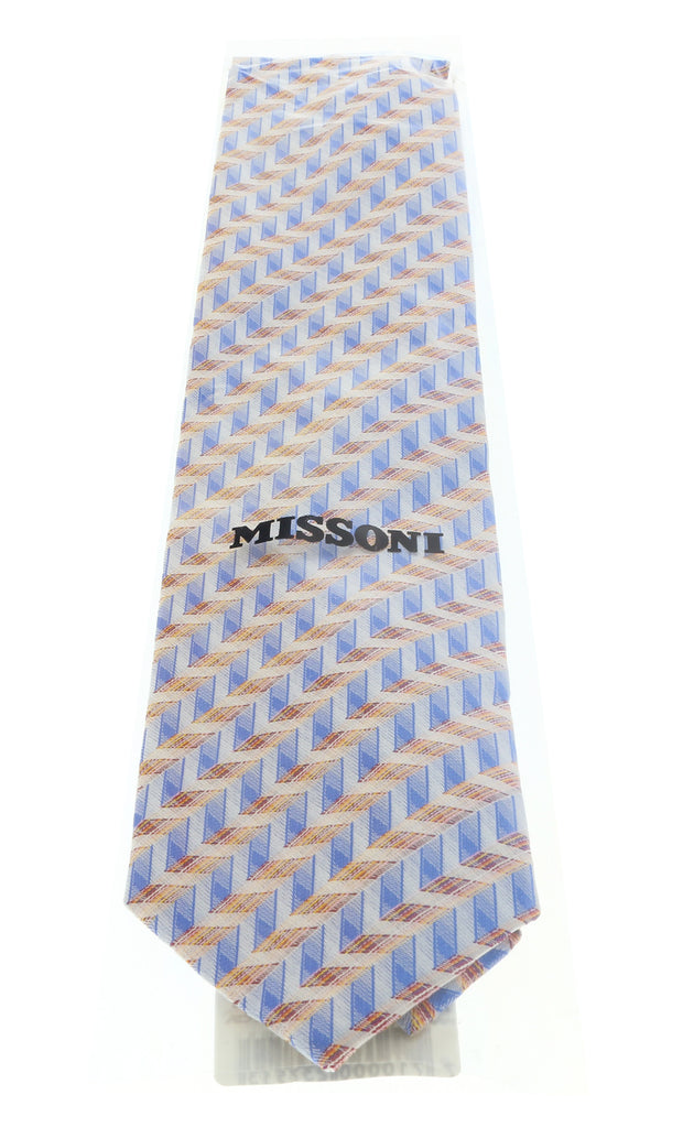 Missoni U4706 Blue/Orange Chevron  100% Silk Tie