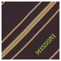 Missoni U5026 Brown/Orange Regimental 100% Silk Tie