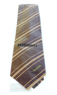 Missoni U5026 Brown/Orange Regimental 100% Silk Tie