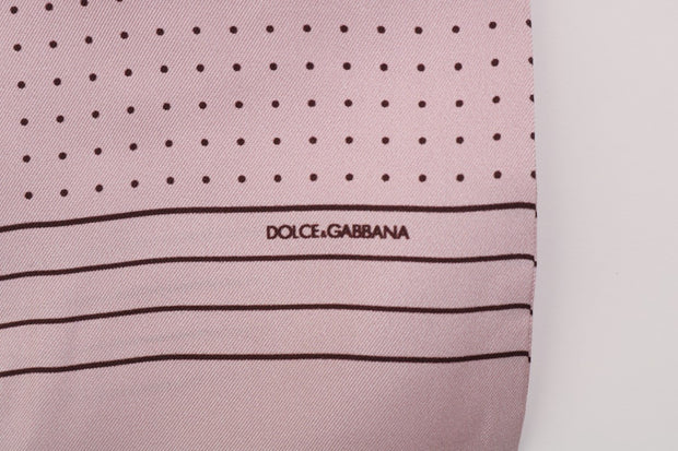 Dolce & Gabbana Pink Polka Dotted Silk Fringes Men's Scarf
