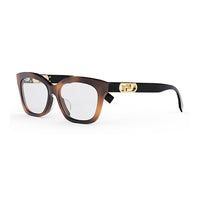 Fendi Eyeglasses Rectangle Full Rim, Havana Frame and Clear Demo Lenses Lens FE50039I053