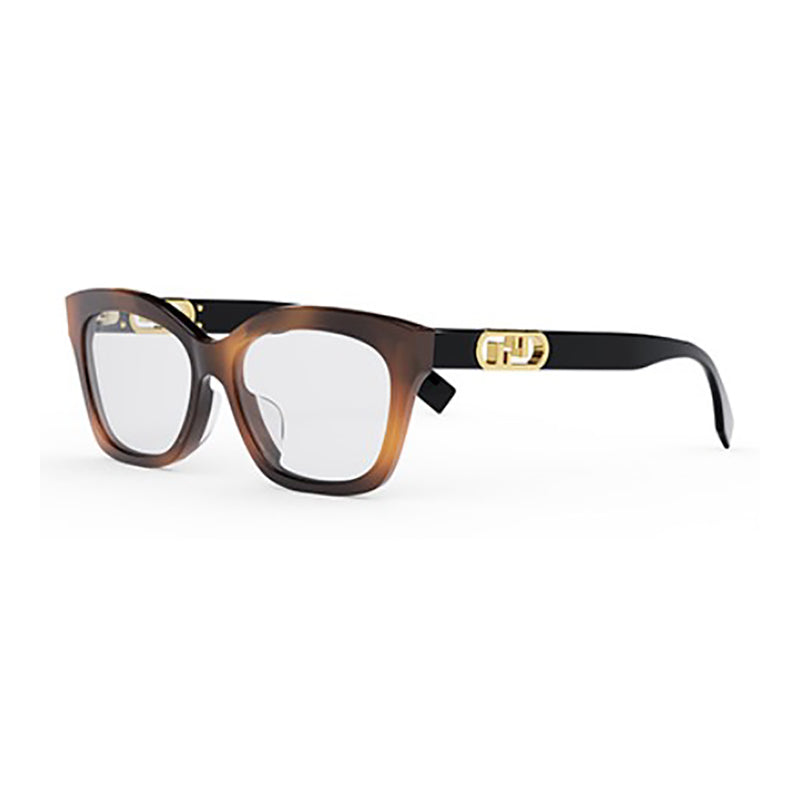 Fendi Eyeglasses Rectangle Full Rim, Havana Frame and Clear Demo Lenses Lens FE50039I053