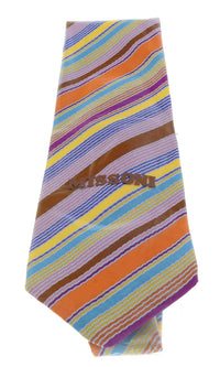 Missoni U8013 Orange/Gold Pencil Stripe 100% Silk Tie