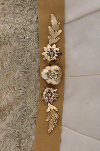 Dolce & Gabbana Gold Silk Crystal Embellished Women's Dress