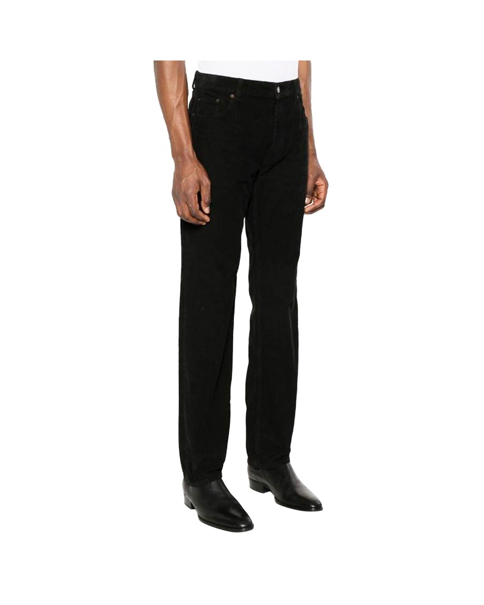 Saint Laurent Corduroy Straight Leg Pants Men Black | Black Jeans