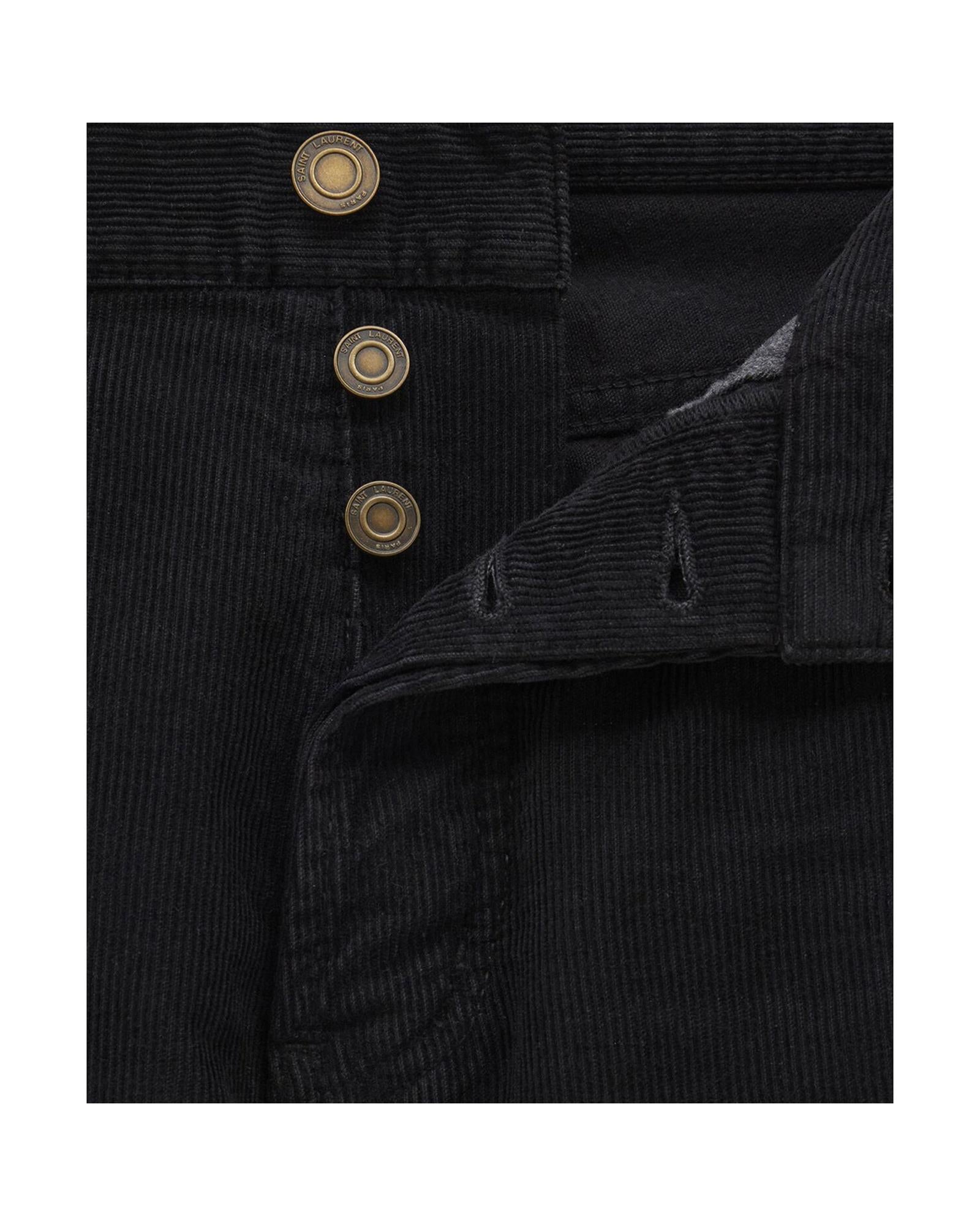 Saint Laurent Corduroy Straight Leg Pants Men Black | Black Jeans