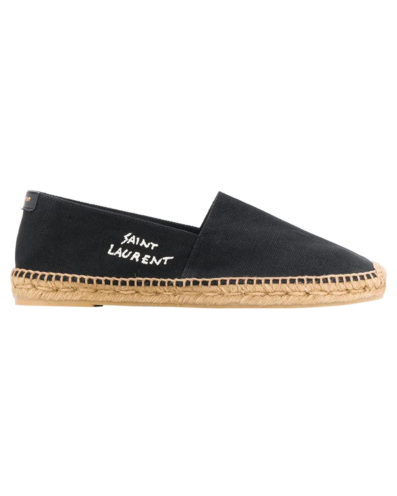Saint Laurent Logo Embroidered Espadrille Men Black | Black