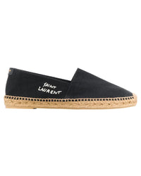Saint Laurent Logo Embroidered Espadrille Men Black | Black