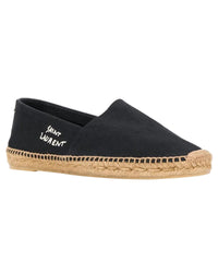 Saint Laurent Logo Embroidered Espadrille Men Black | Black