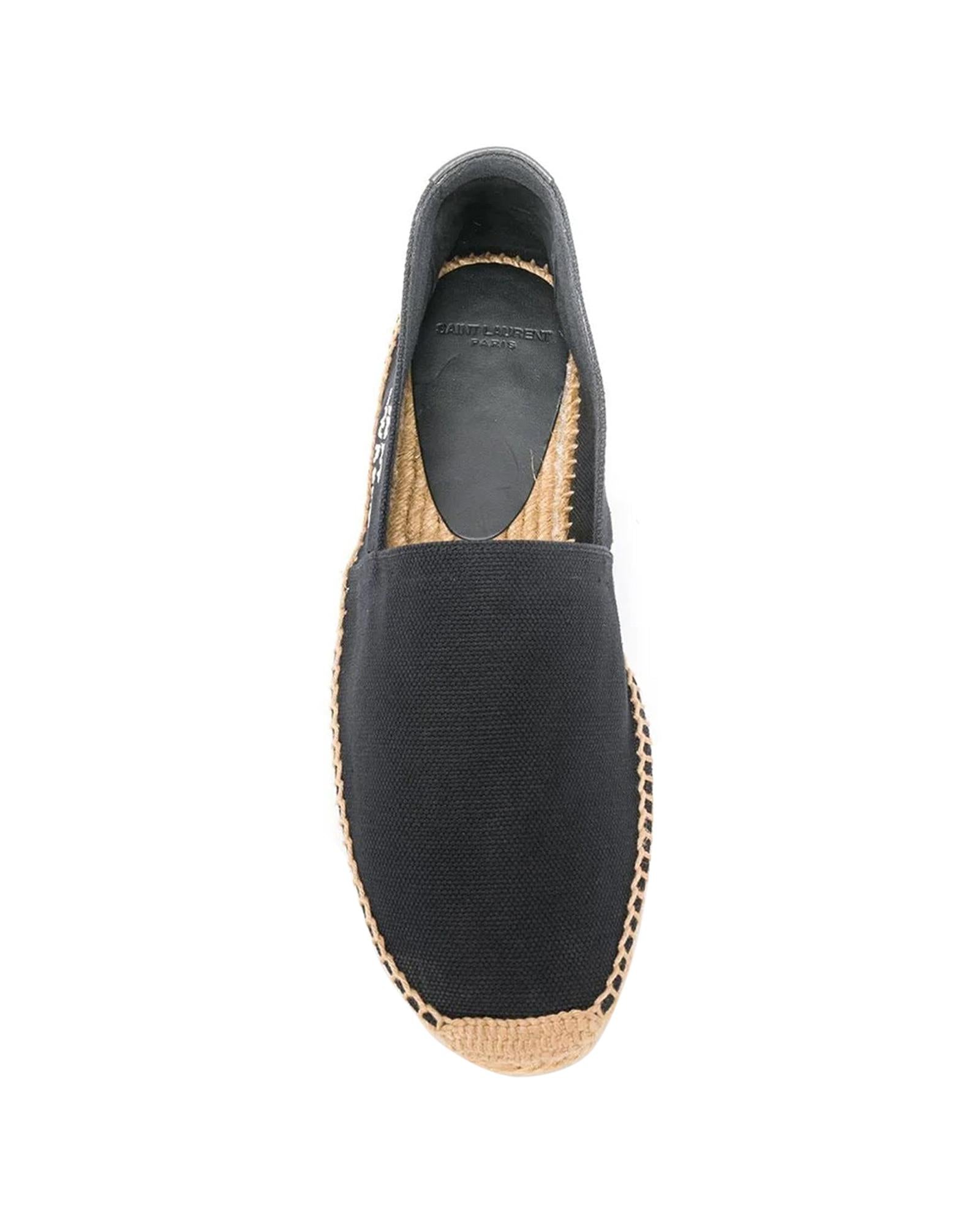 Saint Laurent Logo Embroidered Espadrille Men Black | Black