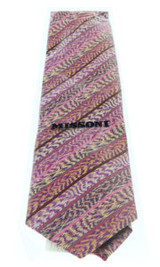Missoni U4305 Pink/Purple Flame Stitch 100% Silk Tie
