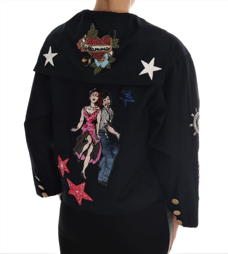 Dolce & Gabbana Dolce & Gabbana Blue Crystal MAMMA Sicily Women's Jacket