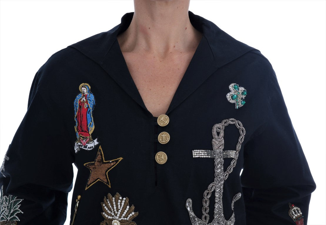 Dolce & Gabbana Dolce & Gabbana Blue Crystal MAMMA Sicily Women's Jacket